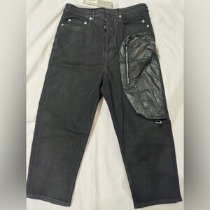 Men’s Rick Owen black denim bladder cropped pant size 30